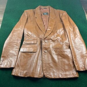 Vintage‎ SKROS Leathers Blazer Jacket Size 40 Brown Leather Made in Korea